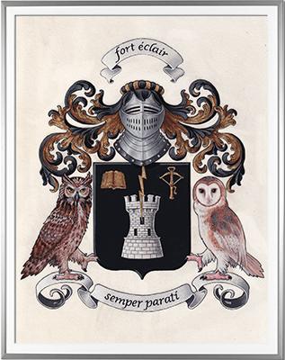 Armoirie MEGLIOLI Création originale Huile sur parchemin et feuille d'or (c)HERALDIKER Armoirie MEGLIOLI Création originale Huile sur parchemin et feuille d'or (c)HERALDIKER