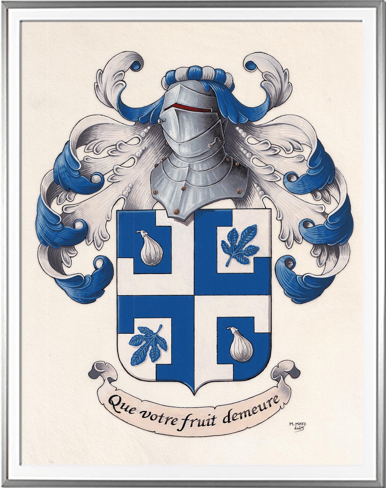 Armoirie CASCELLA Création originale   Huile sur parchemin et feuille d'or (c)HERALDIKER