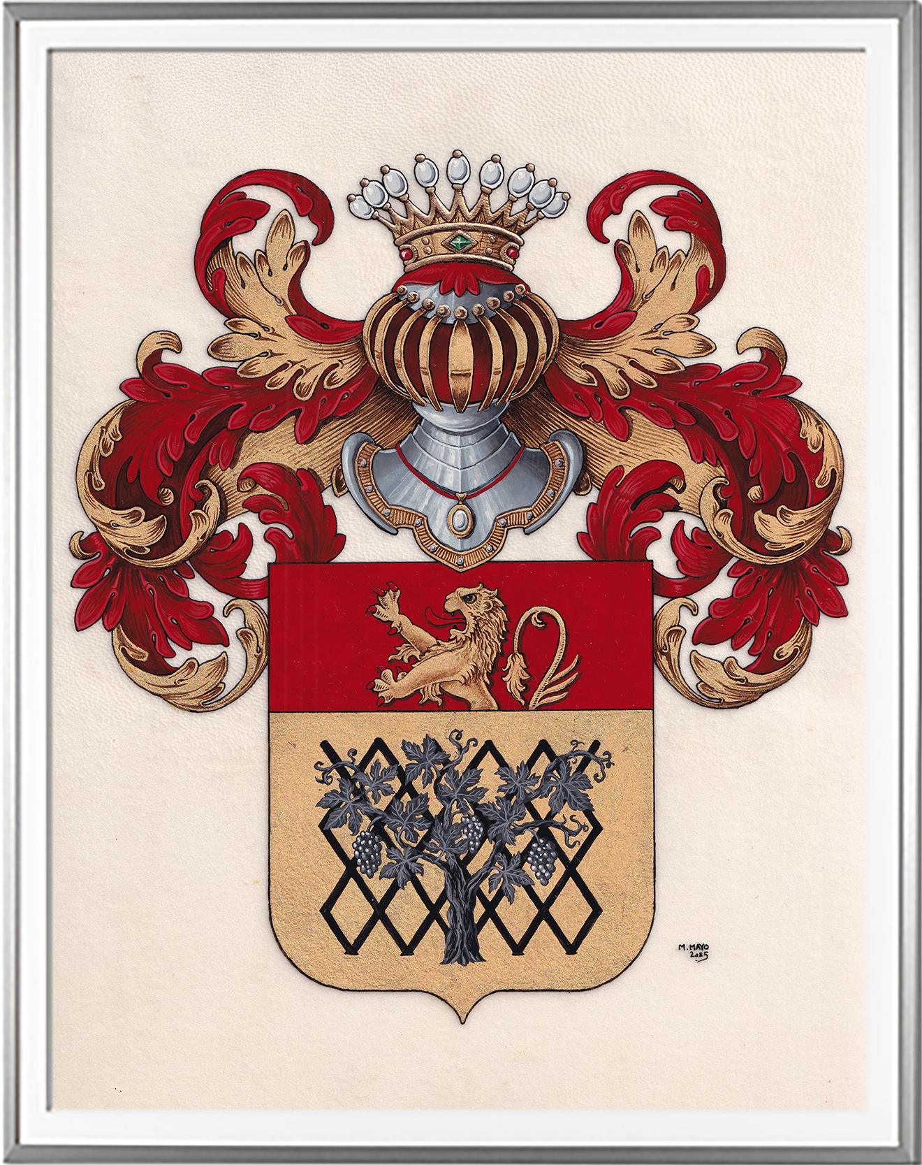 Armoirie La Treilhe de Fosières  Création originale   Huile sur parchemin et feuille d'or (c)HERALDIKER