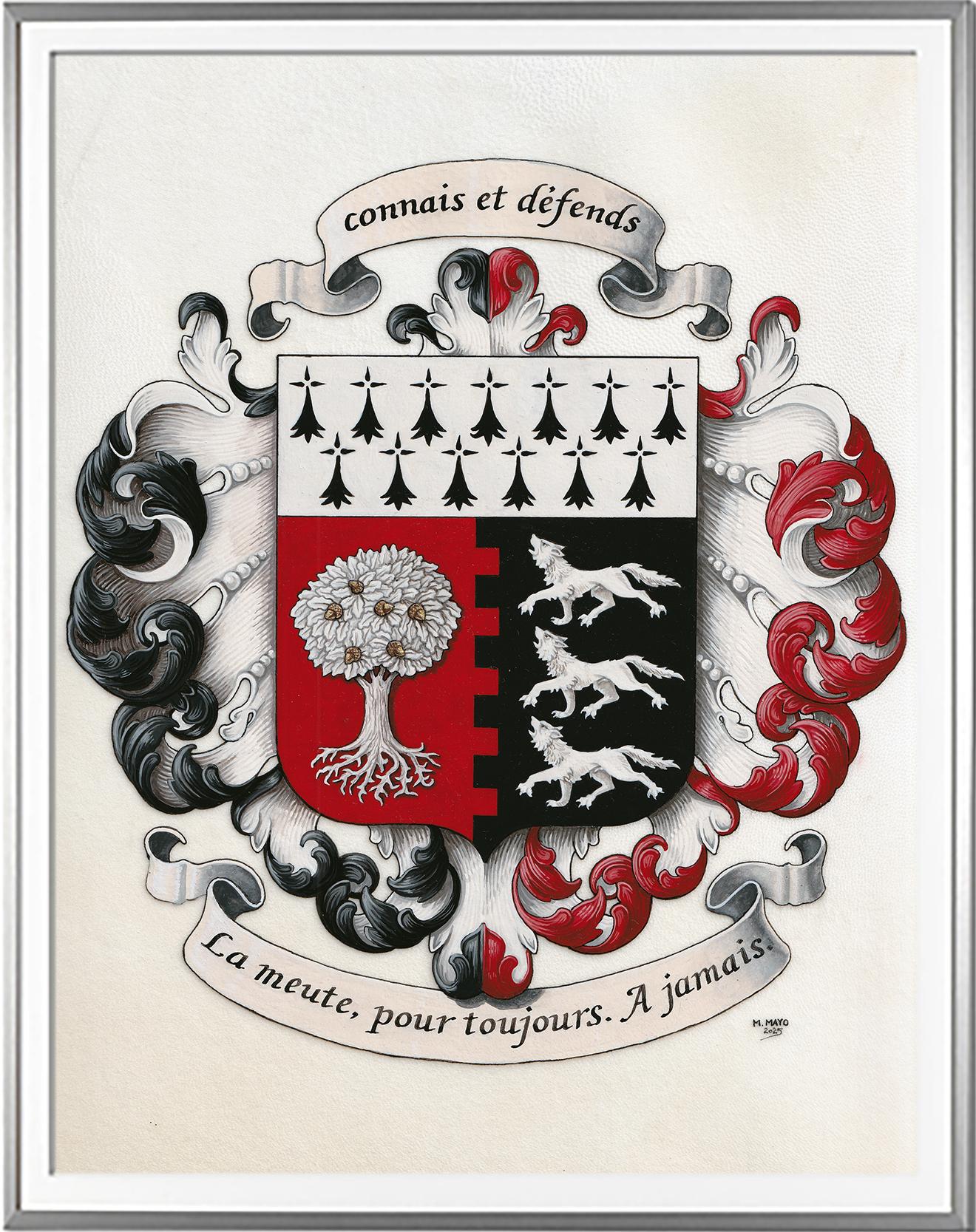 Armoirie RAULO Création originale   Huile sur parchemin et feuille d'or (c)HERALDIKER